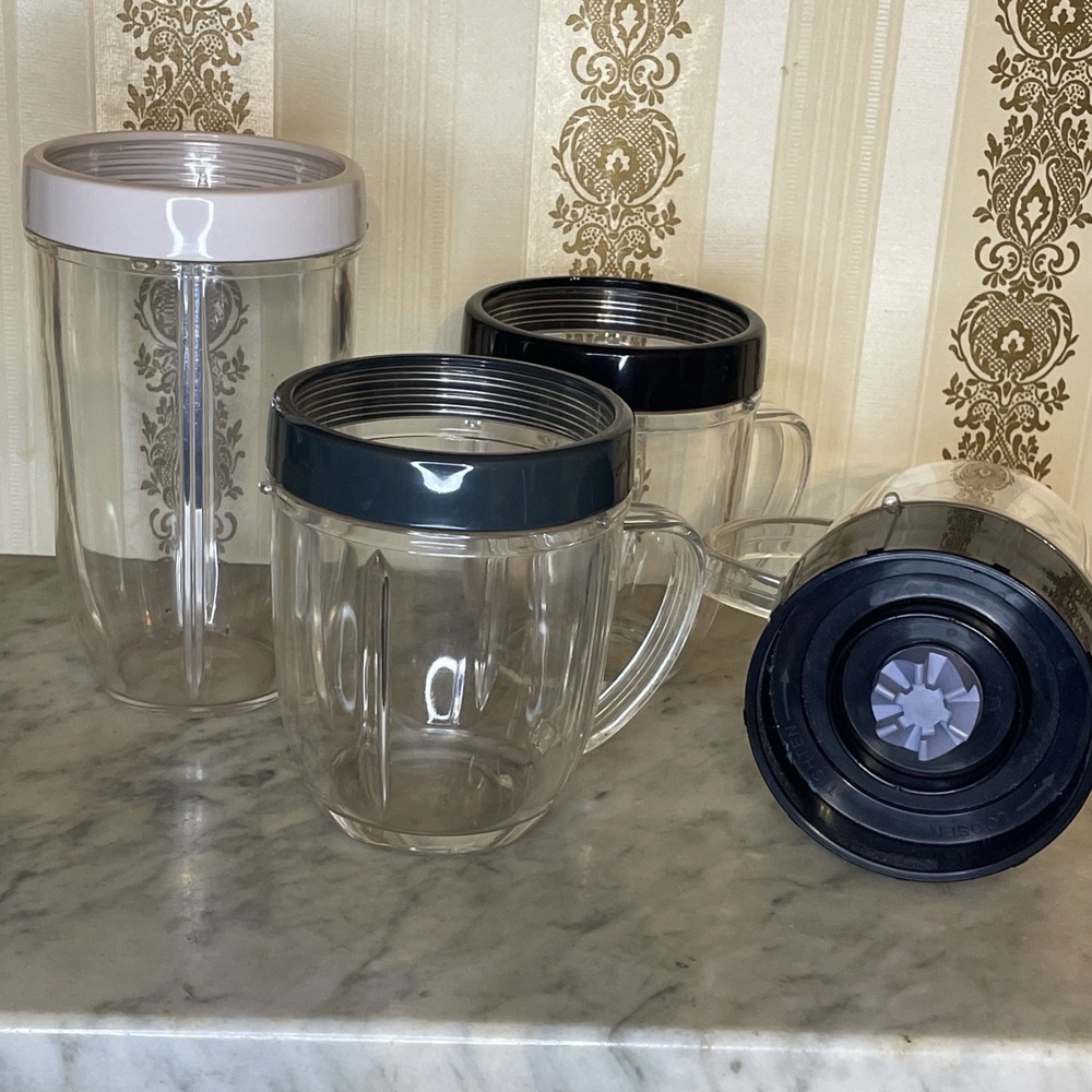 Magic Bullet Blending Handle Container Lid Assembly Lock Blade Green White Black